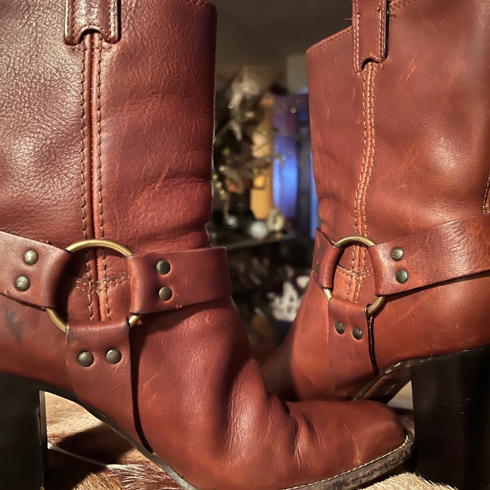 Michael Kors Brown Leather Low-Calf Boots W/ 3" Block Heels--Size 7.5